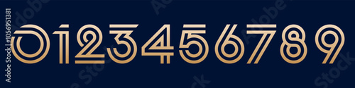 set of creative number 1 to 10 logo designs. abstract number gold color design vector illustration