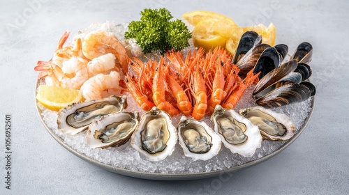 Wallpaper Mural Fresh Seafood Platter with Oysters and Shrimp Delights Torontodigital.ca