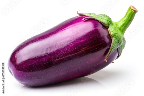 Vibrant Purple Eggplant on Isolated Background for Fresh Produce and Culinary Use, Capturing Natural Beauty with Rule of Thirds Composition