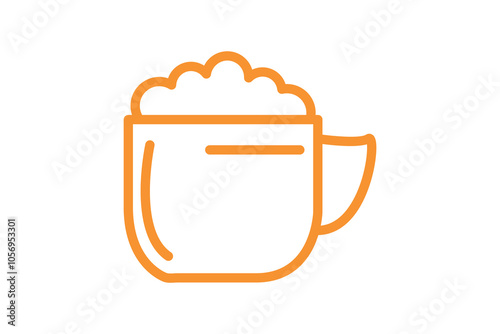 minimal line art coffee cup icon with foam for cafe branding and digital use