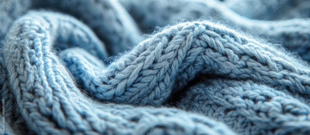 Close-up of blue knitted fabric with soft texture. Close-up of blue knitted fabric with soft texture.
