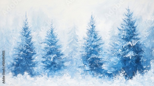 Snowy Forest Winter Landscape Painting