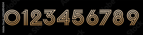 set of creative number 1 to 10 logo designs. abstract number gold color design vector illustration