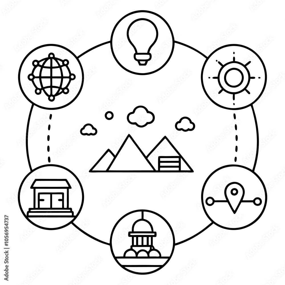 Vector infographic label design with circle infographic template design and 4-5-6 options or steps. Can be used for process diagram, presentations, workflow