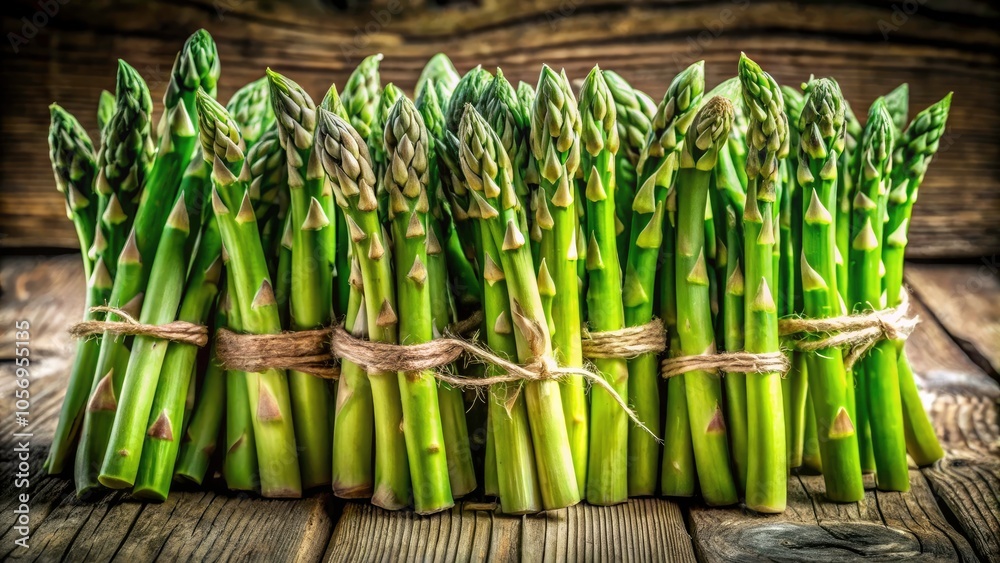 Fototapeta premium Vintage Style Photography of Fresh Green Asparagus Stalks on Transparent Background for Healthy Meals and Salads