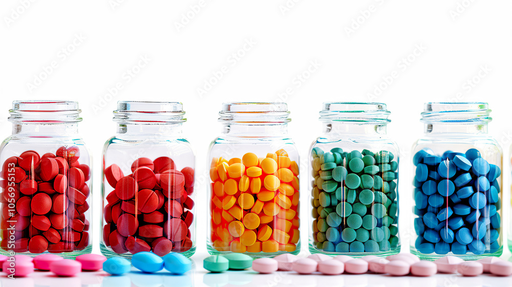 Pill bottles isolated on pure white background Pill bottles isolated on pure white background