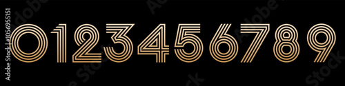 set of creative number 1 to 10 logo designs. abstract number gold color design vector illustration