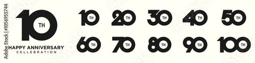 collection of creative number 10 to 100 logo designs. abstract number design vector illustration