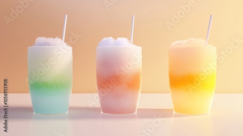 Refreshing colorful drinks with straw served in glasses, perfect for summer enjoyment and vibrant celebrations.