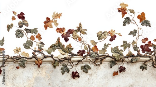 Wallpaper Mural Antique Roman wallpaper featuring floral and ivy motifs, giving a timeless look, isolated on white Torontodigital.ca