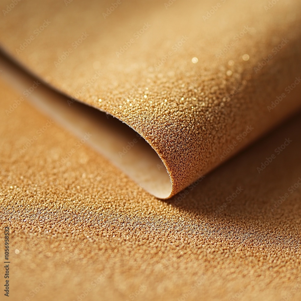 Rolled textured gold paper with fine granules. Rolled textured gold paper with fine granules.