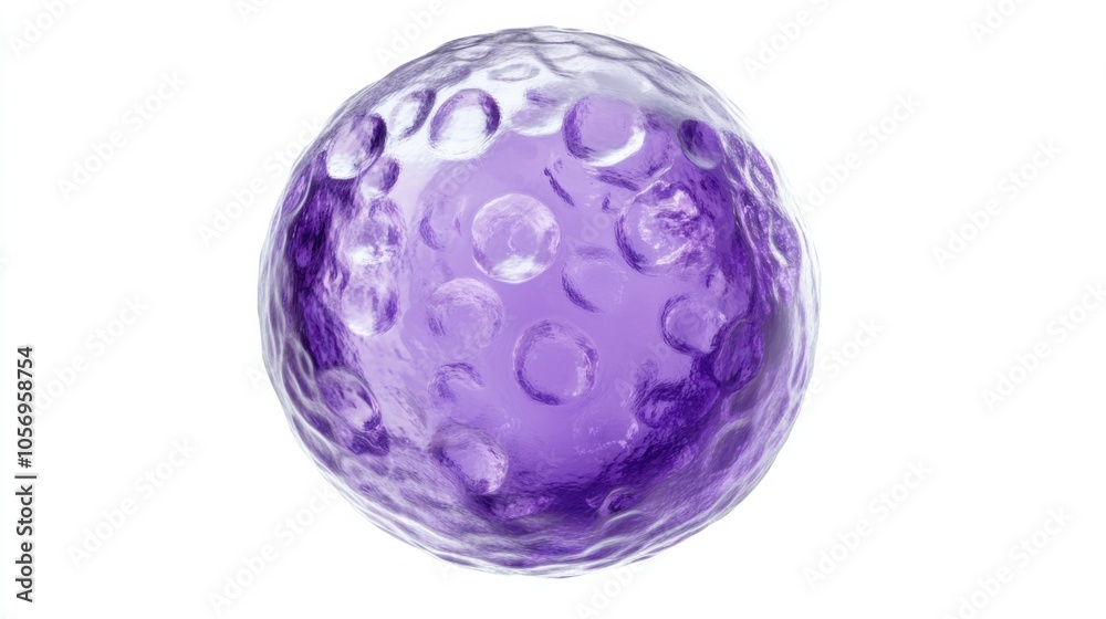 Close-up illustration of lymphocyte with visible cell membrane details, representing immunity, isolated on white Close-up illustration of lymphocyte with visible cell membrane details, representing immunity, isolated on white