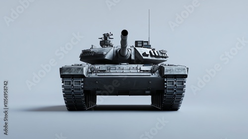 A military tank isolated on a gray background. photo