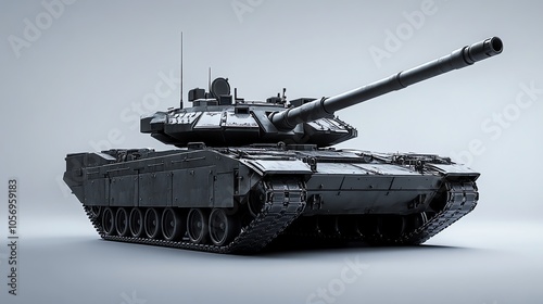 A military tank isolated on a white background. photo