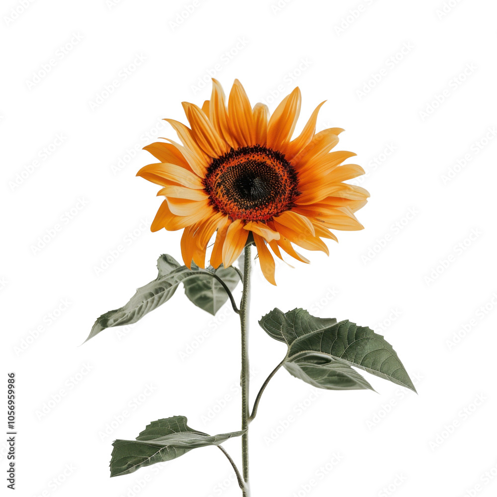 custom made wallpaper toronto digitalBright Sunflower Bloom with Green Leaves
