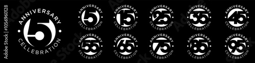 collection of creative Anniversary circle number 5 to 95 logo designs. abstract number design vector illustration