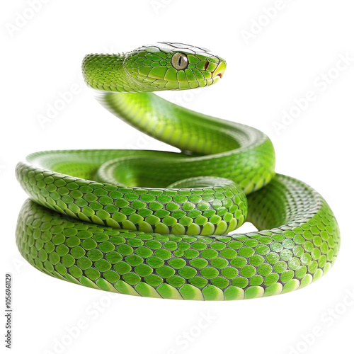 Vibrant Green Snake in a Coiled Position