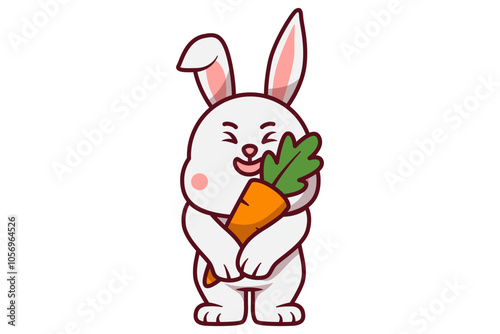 Cute Rabbit Hugging a Giant Carrot Illustration