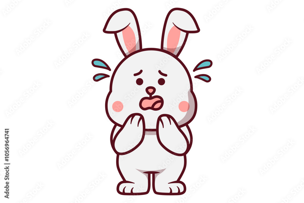 Cute Rabbit Panic and Sweating Illustration Cute Rabbit Panic and Sweating Illustration