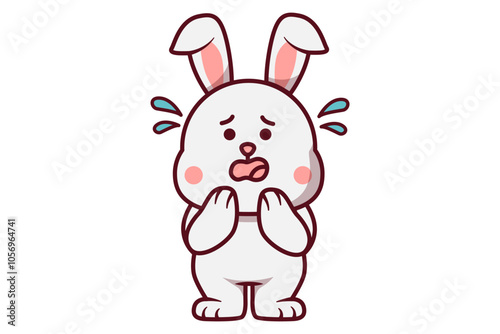 Cute Rabbit Panic and Sweating Illustration
