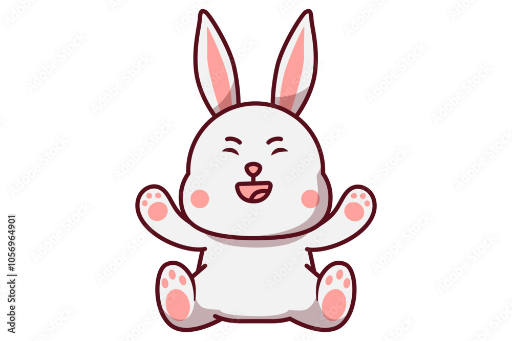 Obraz premium Cute Laughing Rabbit Illustration