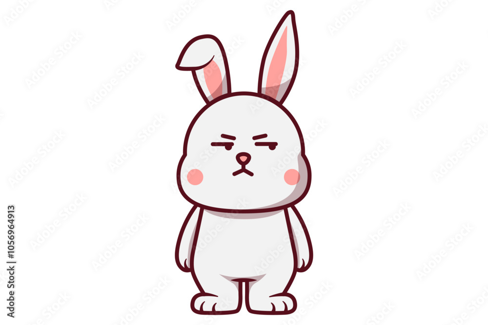 Cute Rabbit with Cynical Face Illustration Cute Rabbit with Cynical Face Illustration