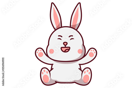 Cute Laughing Rabbit Illustration