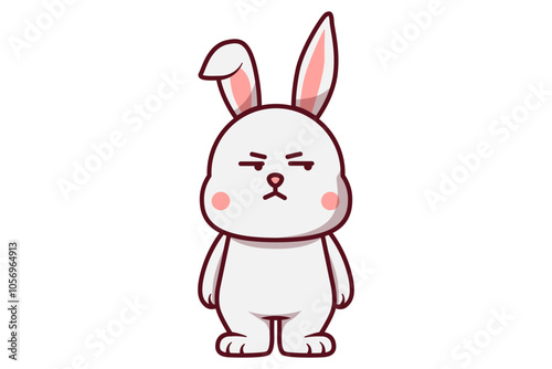 Cute Rabbit with Cynical Face Illustration
