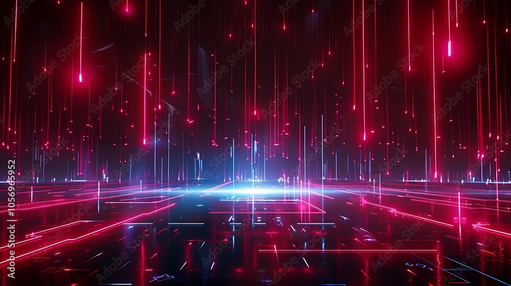 Obraz premium Glowing Red and Black Rain Light Rendering