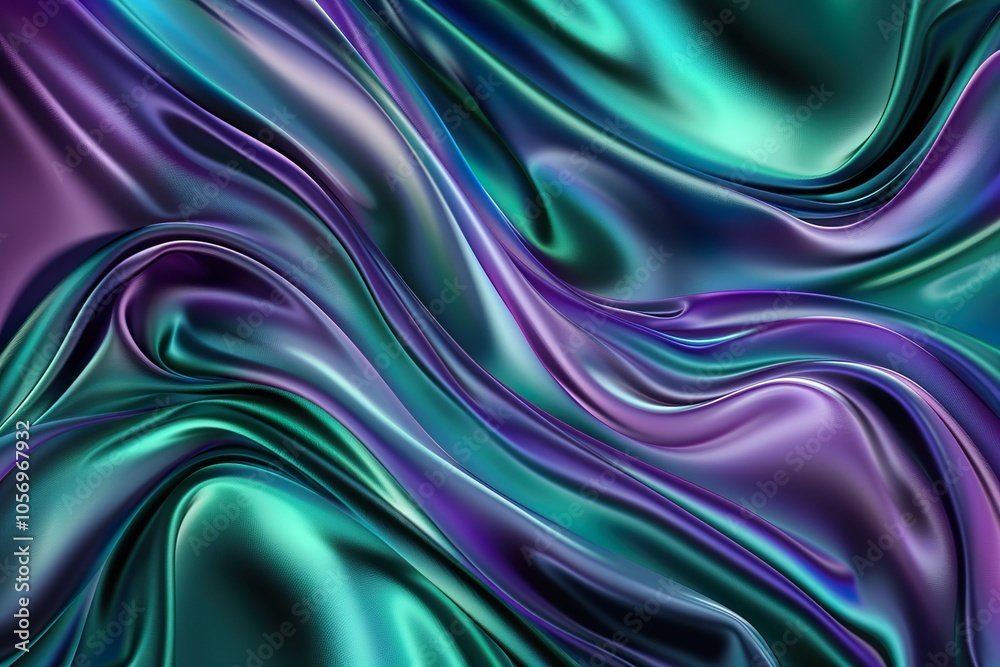 Obraz premium A purple and green fabric with a wavy pattern