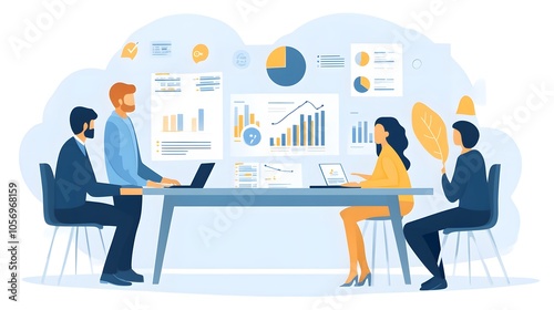 A group of business people working together