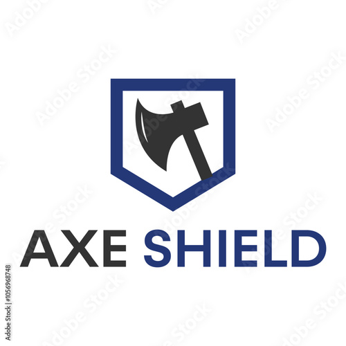 axe shield flat minimalist logo design