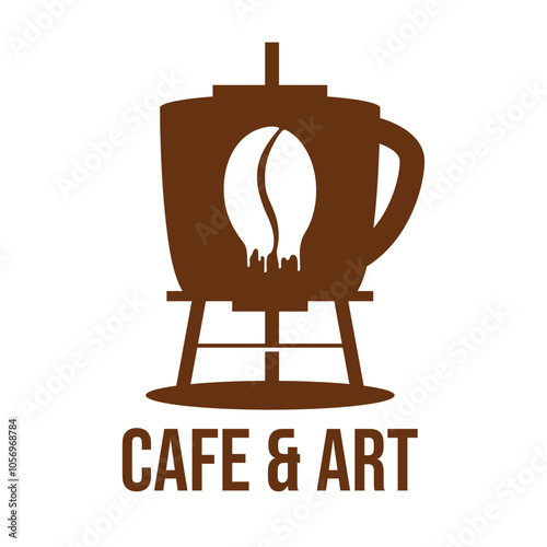 cafe and art flat minimalist logo design