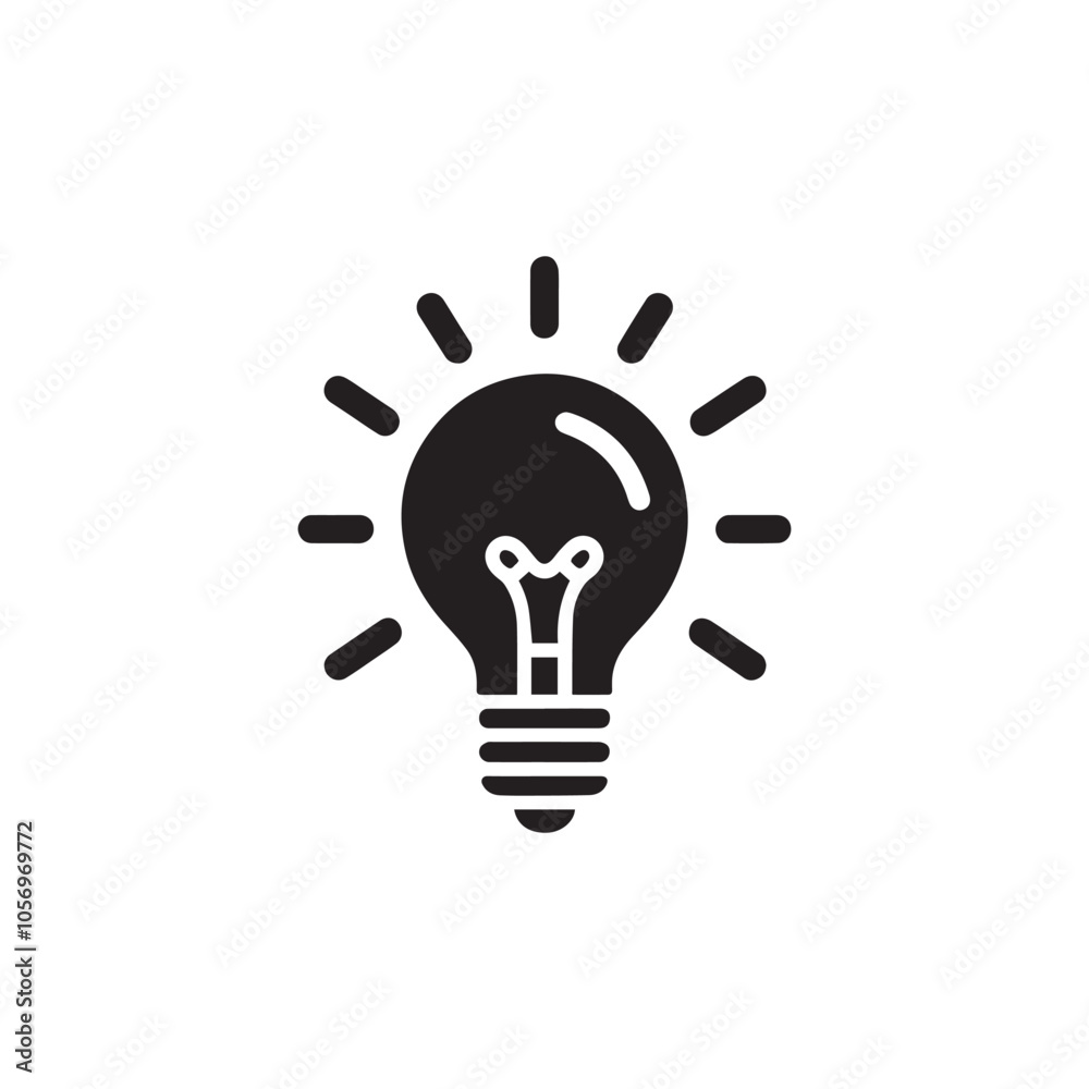 Bulb silhouette icon on white background. Black technology symbol. Bulb silhouette icon on white background. Black technology symbol.