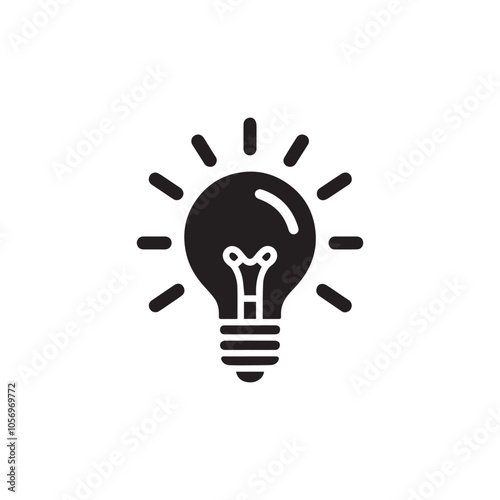 Bulb silhouette icon on white background. Black technology symbol. 