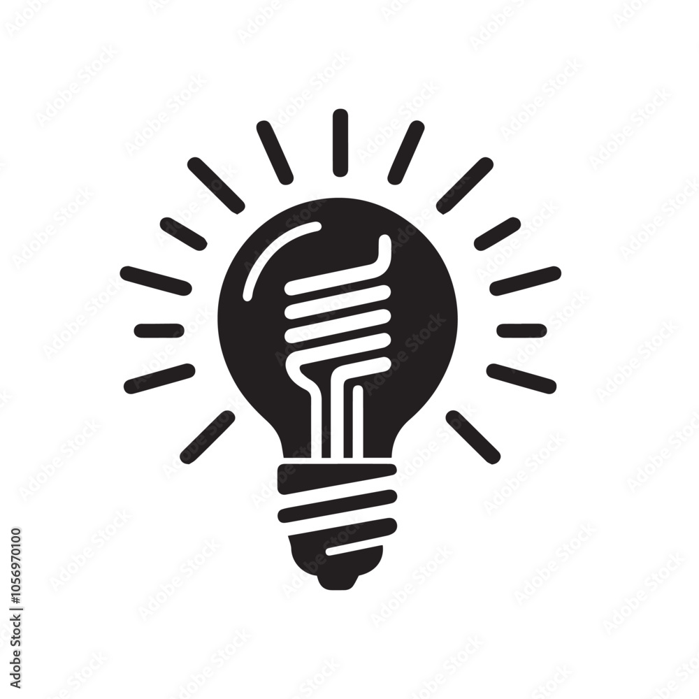Bulb silhouette icon on white background. Black technology symbol. Bulb silhouette icon on white background. Black technology symbol.