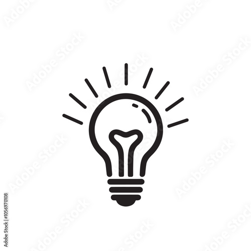 Bulb silhouette icon on white background. Black technology symbol. 