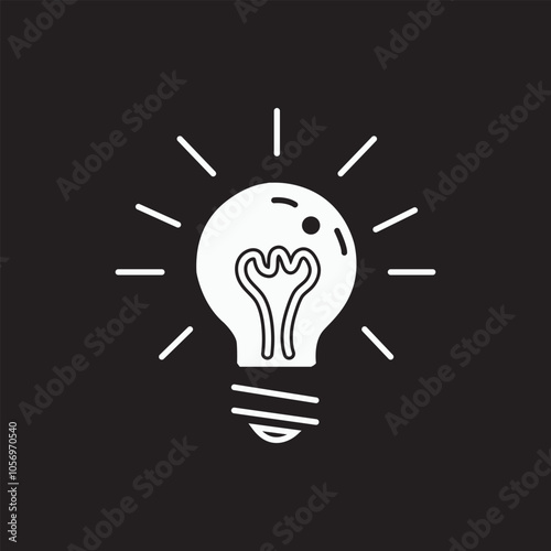 Bulb silhouette icon on white background. Black technology symbol. 