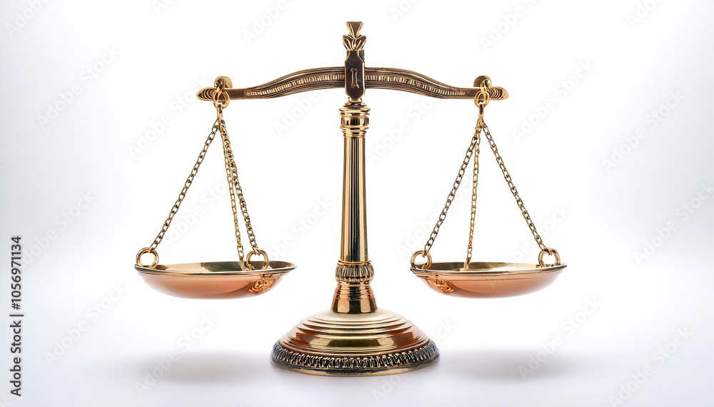 classic scales of justice floating or flying isolated white background