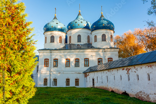 St. George's (Yuriev) Male Monastery outside Veliky Novgorod, Russia photo