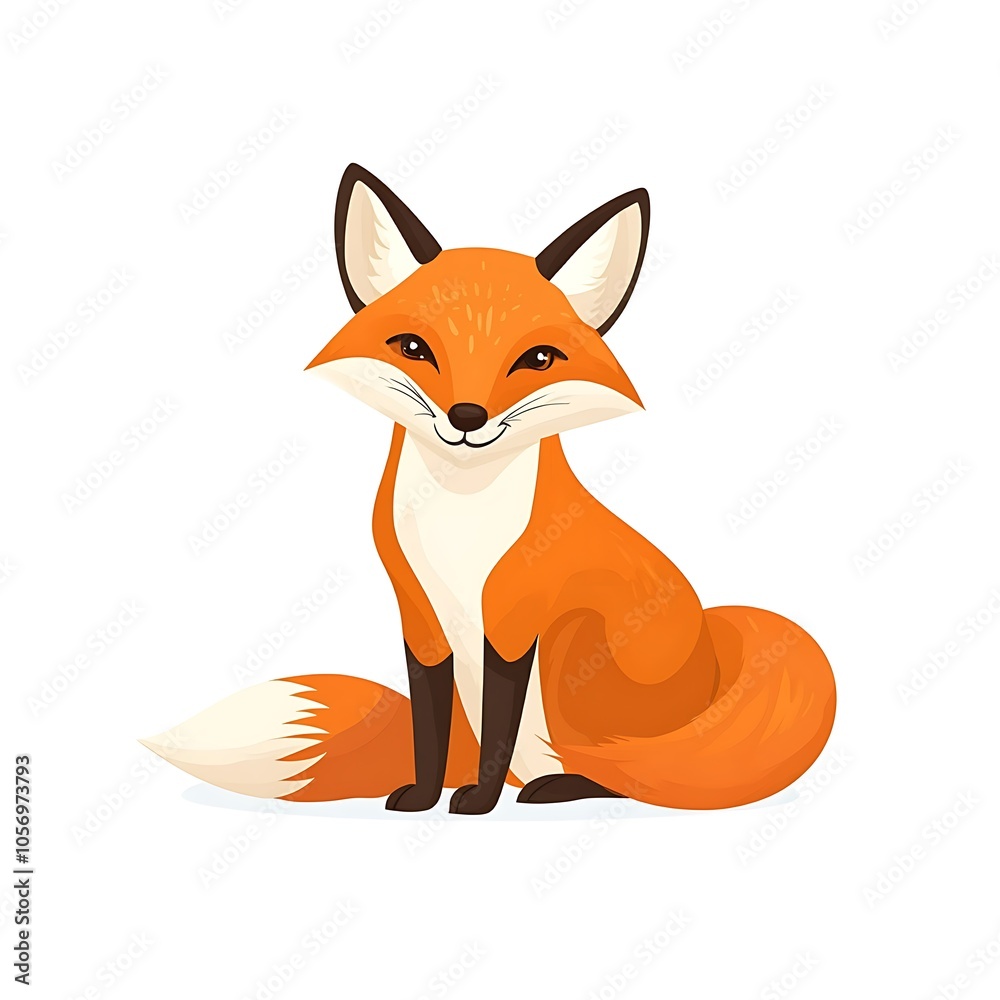 Obraz premium Cartoon fox on a white background.