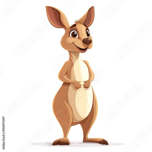 A cartoon kangaroo standing upright on a white background.