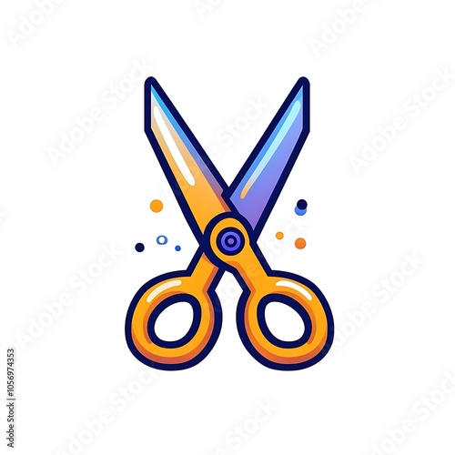 Cartoon scissors icon indicating cutting or crafting on a white background.