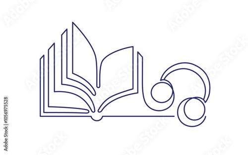 Audio book art vector sign Online library, podcast