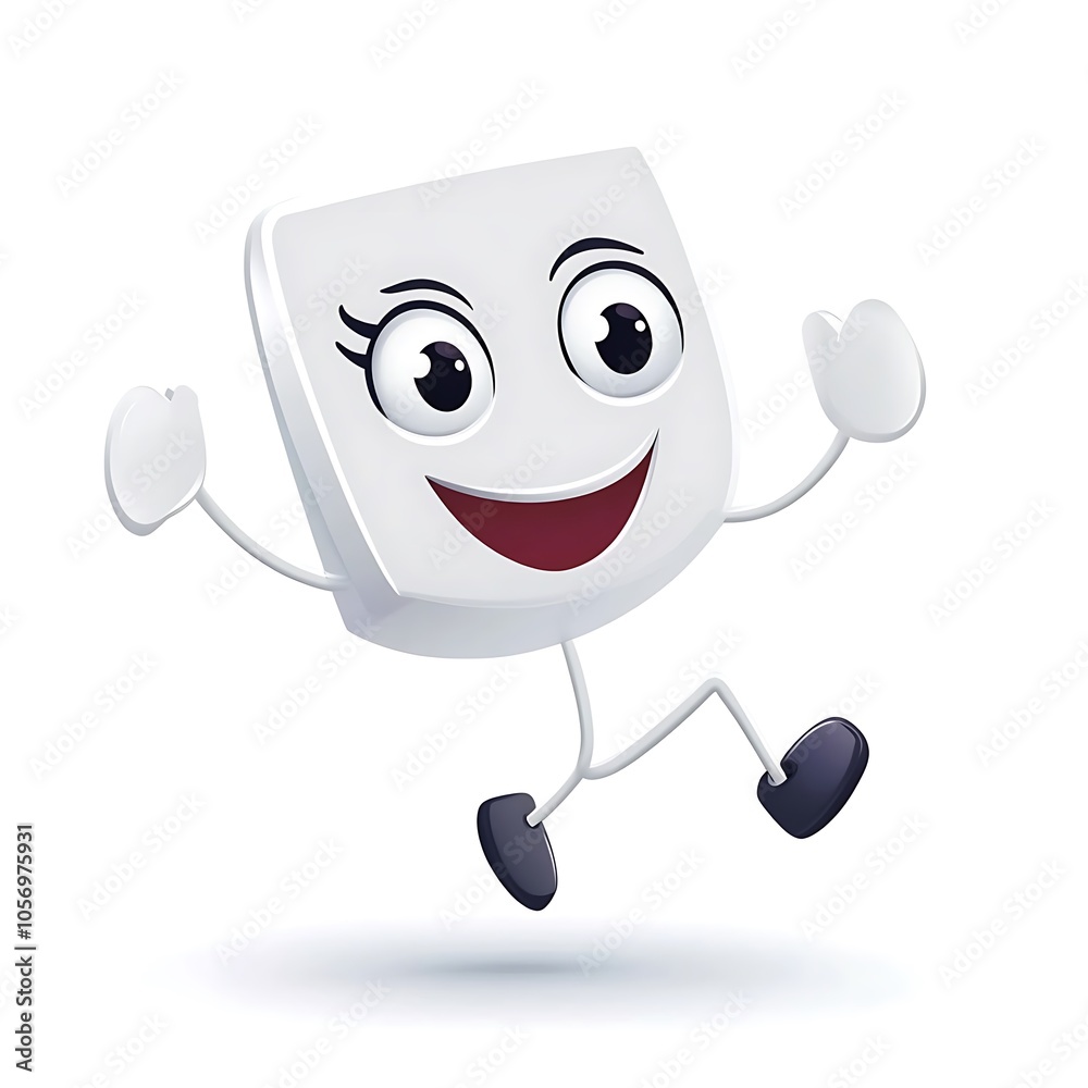 Cartoon musical note dancing with happy eyes on a white background. Cartoon musical note dancing with happy eyes on a white background.