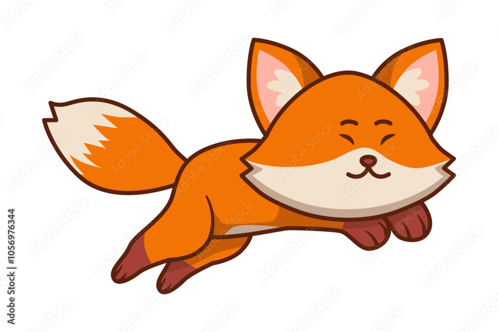 Fototapeta premium Cute Fox Running Illustration