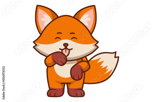 Cute Fox Is Sticking Out its Tongue Standing Illustration