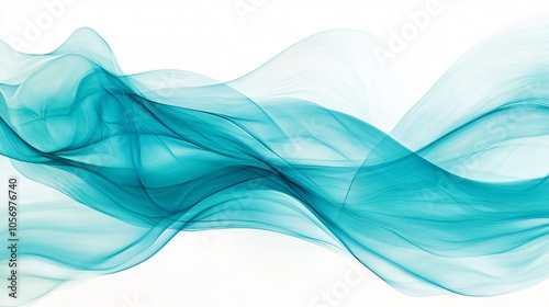 Abstract Blue Swirling Waves on White Background