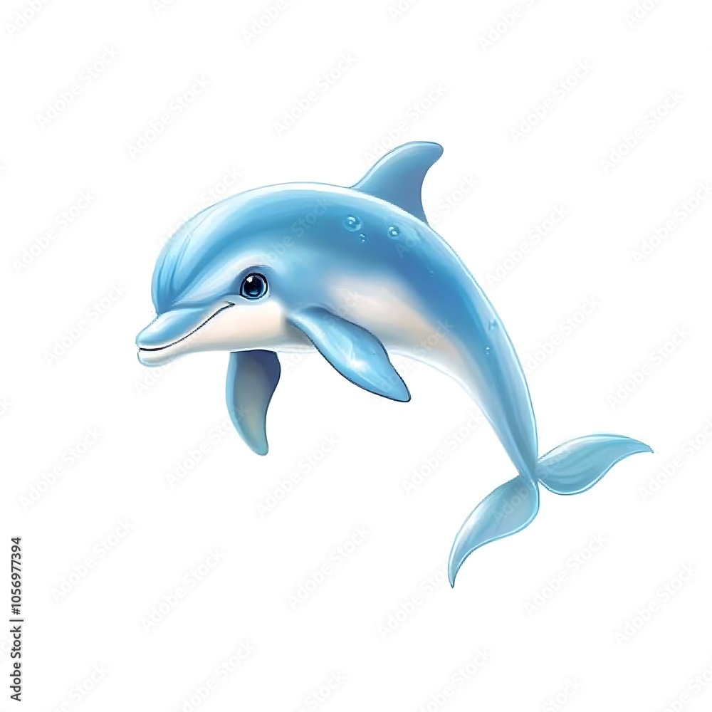 Cartoon baby dolphin jumping in the air on a white background. Cartoon baby dolphin jumping in the air on a white background.