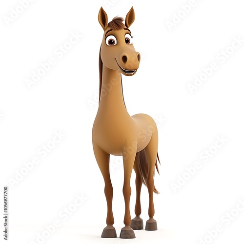 A cartoon horse standing on a white background. photo